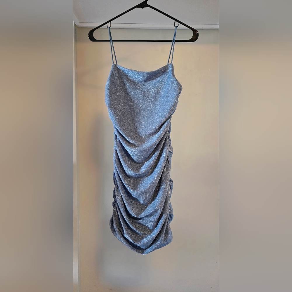 COPY - Cocktail Dress, Blue Glitter Mini Dress